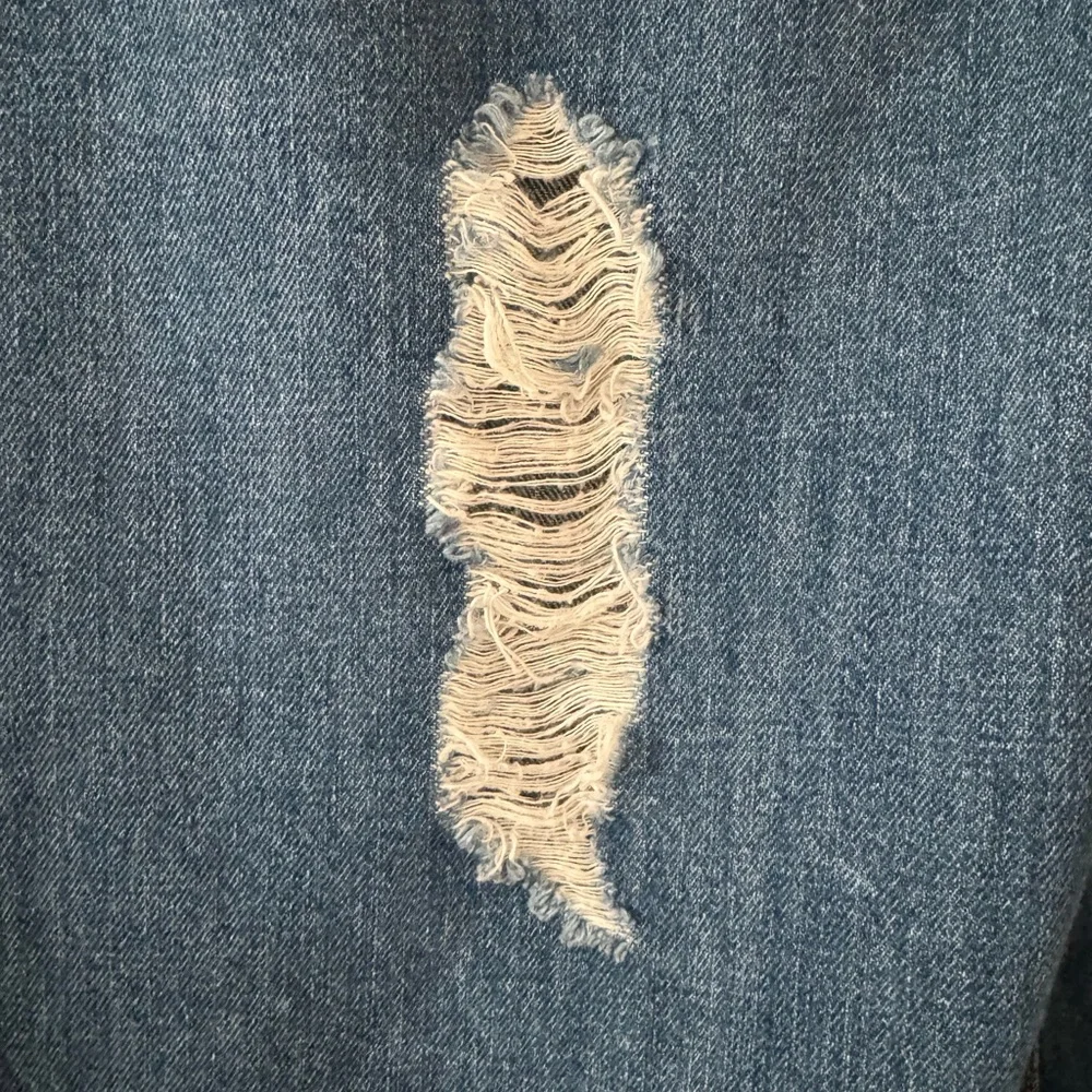 EUC Moschino Couture Distressed Denim Jean Shirt Jacket Size 2 X small Italy